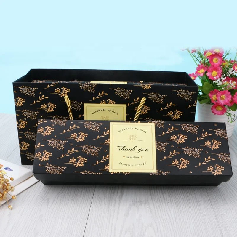 Custom Luxury Fancy Rectangular Heaven And Earth Cover Cake Gift Box Set Candy Packing Box